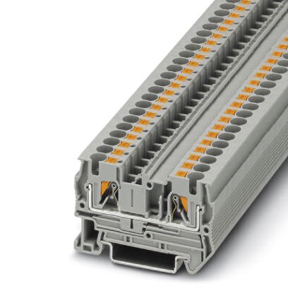 Phoenix Contact Feed-Through Terminal Block; PT 4; 30A; 600V; 1-Level; #24 - #10; Push-In Connection; Gray